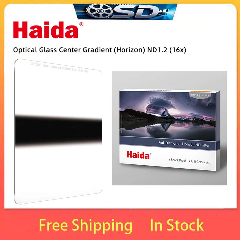 FOR Camera Lenses Haida 100x150mm Red Diamond Grad ND1.2 Filter Multicoated Hardened Optical Glass 4‑Stop GND Square Filter