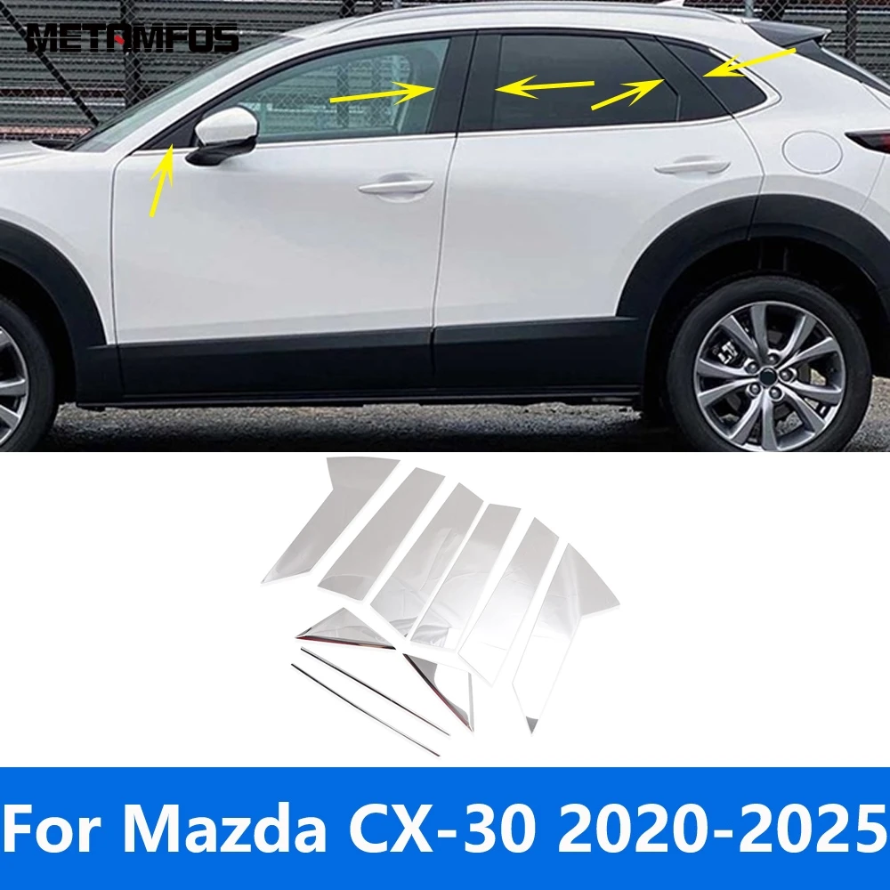 

For Mazda CX-30 CX30 2020-2024 2025 Stainless Steel Window Center B C Pillar Posts Cover Trim Exterior Accessories Car Styling