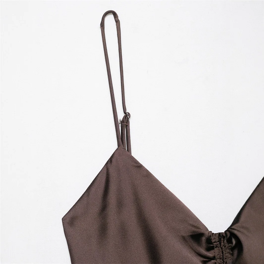 Autumn New Fashionable Simple Pleated Silk And Satin Texture Dress