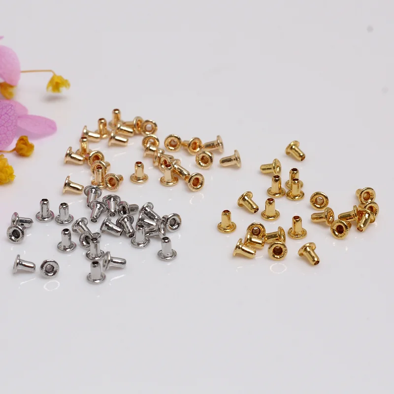 25pcs Gold Plated Brass Bullet Bead Plug Anti-Wear Hole Blocked Caps For DIY Pearl Loose Beads Hole Holder Jewelry Accessories