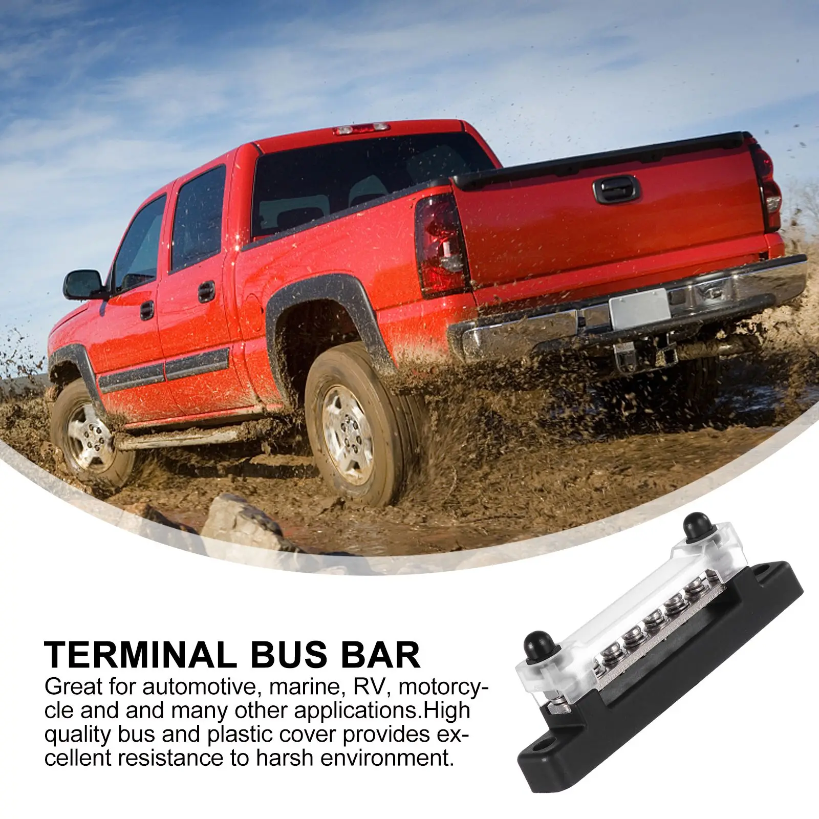 1pc 6 Terminal Bus Bar 150A Transparent Cover Power Distribution Block For Car Marine Rv Motorcycle Terminal Block Bus Bar Box