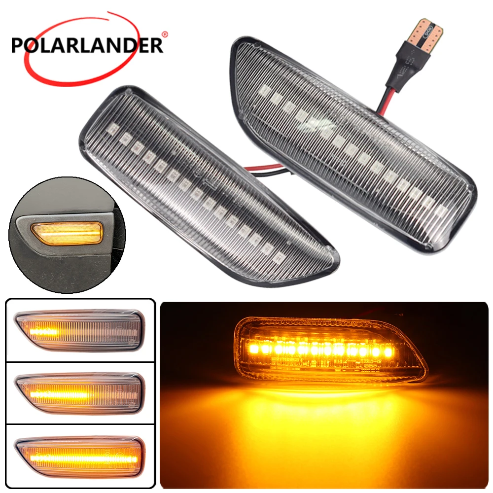 

12V Dynamic Flowing Side Turn Signal Light For Volvo S60 2001-2009 XC70 2003-2007 Crystal White Shell