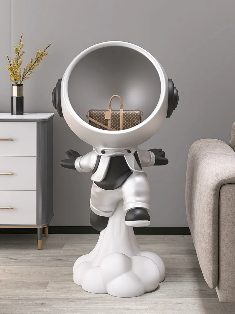 

Nordic Large Floor Home Decoration Astronaut Sculptures Light Luxury Room Decor Snack Storage Figurine Creative Home Accessories