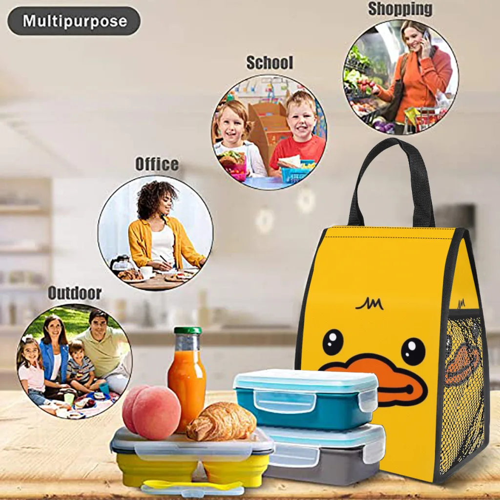 Petit Canard Jaune Thermique Isolé Lunch Bag, Portable Conteneur pour Camp, Boîte à Nourriture Multifonction