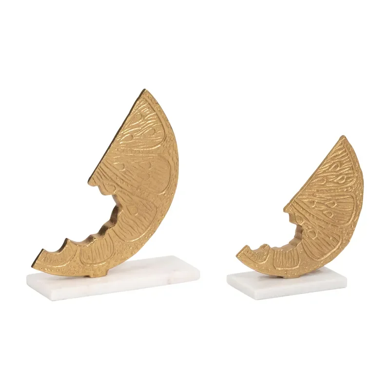 Crescent-shaped sculpture lemon-shaped metal decoration, suitable for home decoration, bathroom, office, living room, shelf
