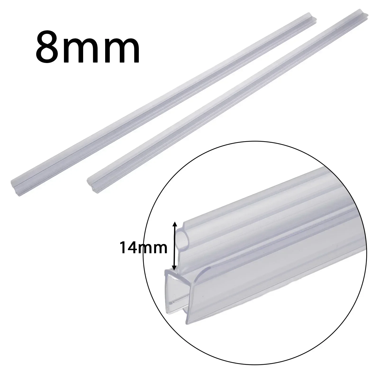 Sealant Strip Shower Seal 2pcs Transparent Water Retaining Strip 6/8/10/12mm For Bathroom Glass Door Rubber Strip