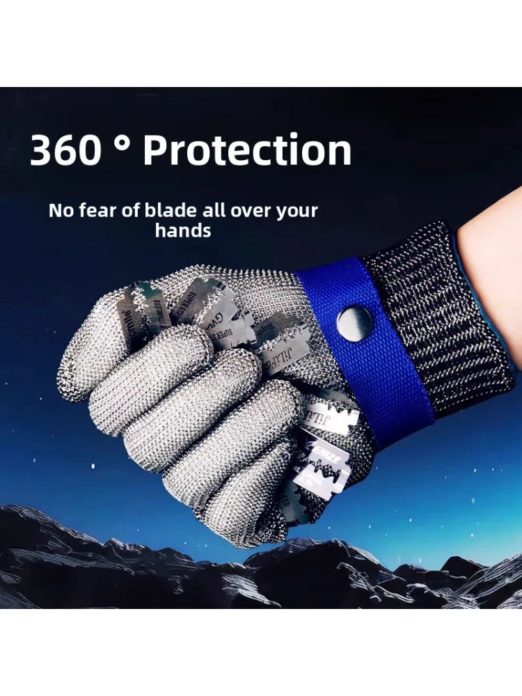 Gants anti-coupure en acier inoxydable, protection des mains, maille métallique pour la viande, couteau métallique de boucher, couteau verde
