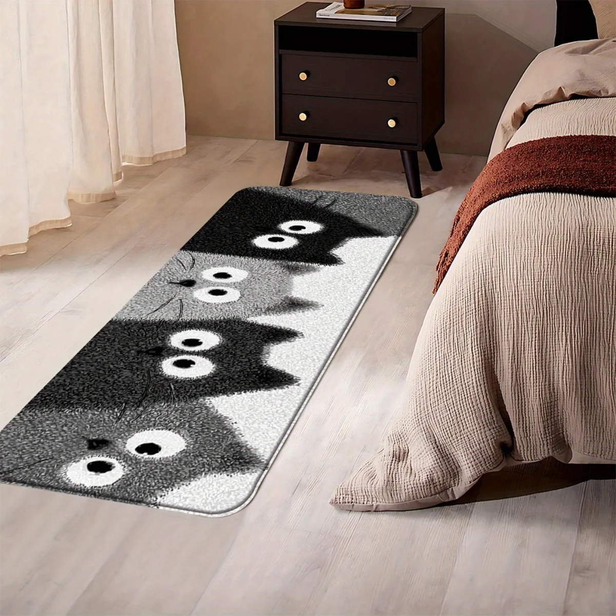 VIKAMA الكرتون هريرة حمام حصيرة لينة ومريحة وحد من الضوضاء الحمام حصيرة غرفة نوم مدخل البساط السرير السجاد ديكور المنزل