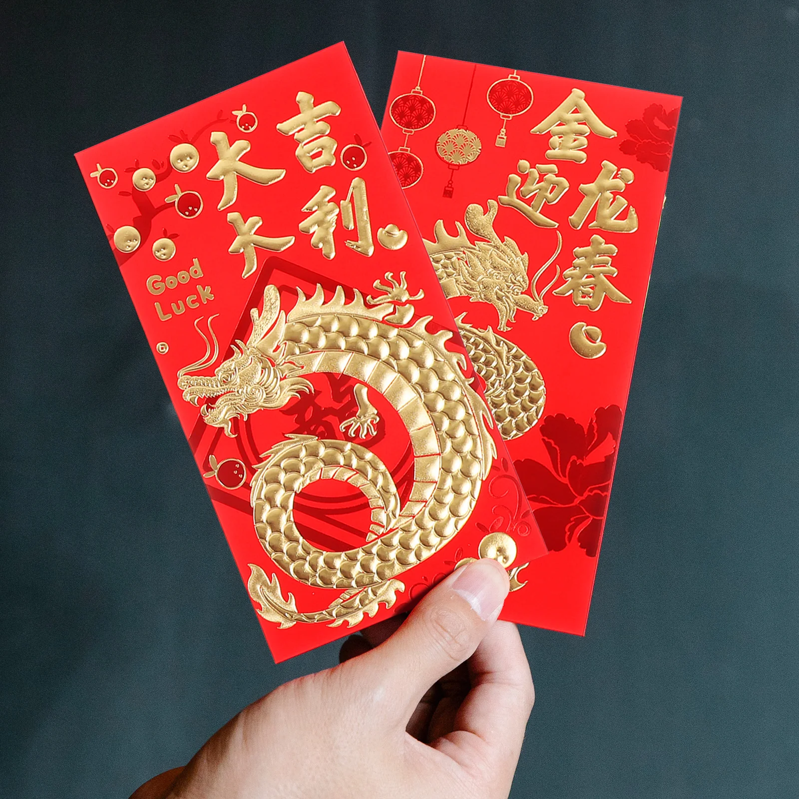 30 Stuks Jaar Draak 2024 Geld Tas Papier Rood Pakje Postzak Chinese Nieuwe Pakketten Festival Envelop Patroon