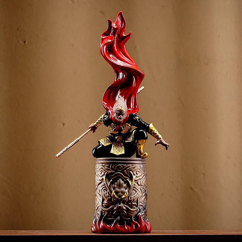 Zen Qitian Great Saint Sun Wukong Ornament Home Living Room Fish Tank Landscaping Creative Ceramics Office Entrance Decoration