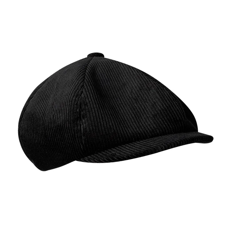 Corduroy Newsboy Caps Black Men Women Wool Blend 8 Pane Hat Driving Hats Vintage Gatsby Cap for Male NC48