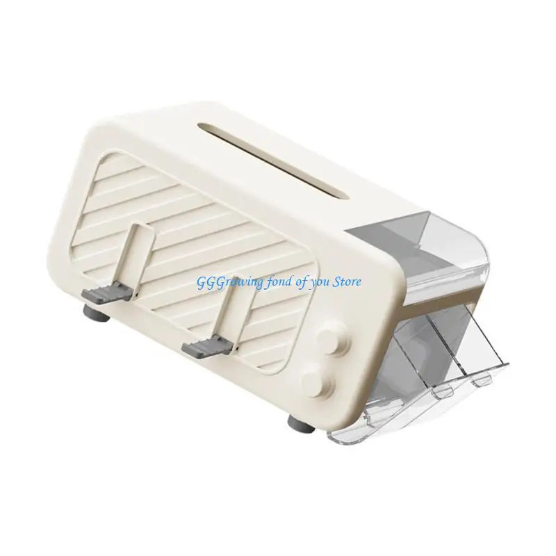 

H9EB Tissue Box Organizers Cover Holder with Storage Napkin Tissue Box Holder with Stationery Remote Control Box