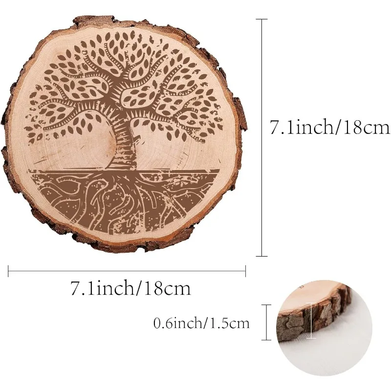 1 pc Tree of Life Natural Round Wood Slices Undrilled Rustic Wooden Circles Discs Sheet for Arts Craft Party Home