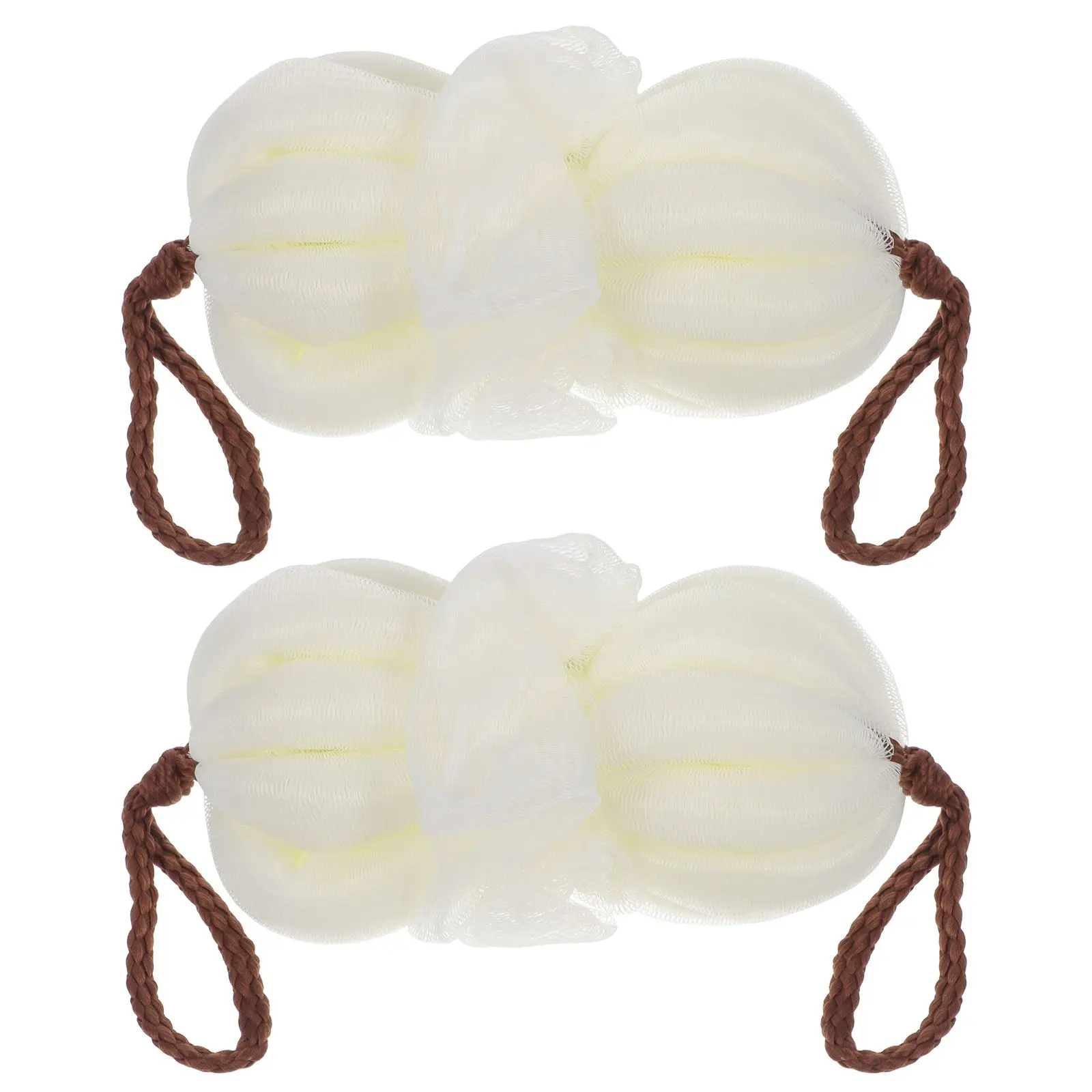 

2 Pcs Bath Ball Shower Exfoliator Soft Mesh Back Scrubber Large Size White Color Perfect for Family Travel Hotel Use