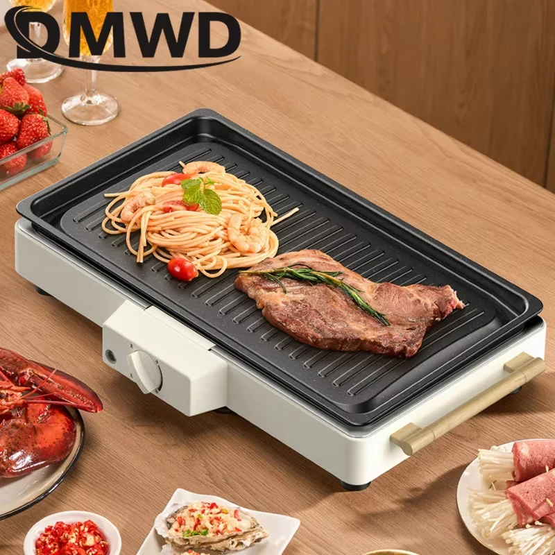 Dmwd-多機能電気無煙グリドル、バーベキューグリル、ベーキングパン、串家庭用機械、油ドリップパン付きバーベキューグリル