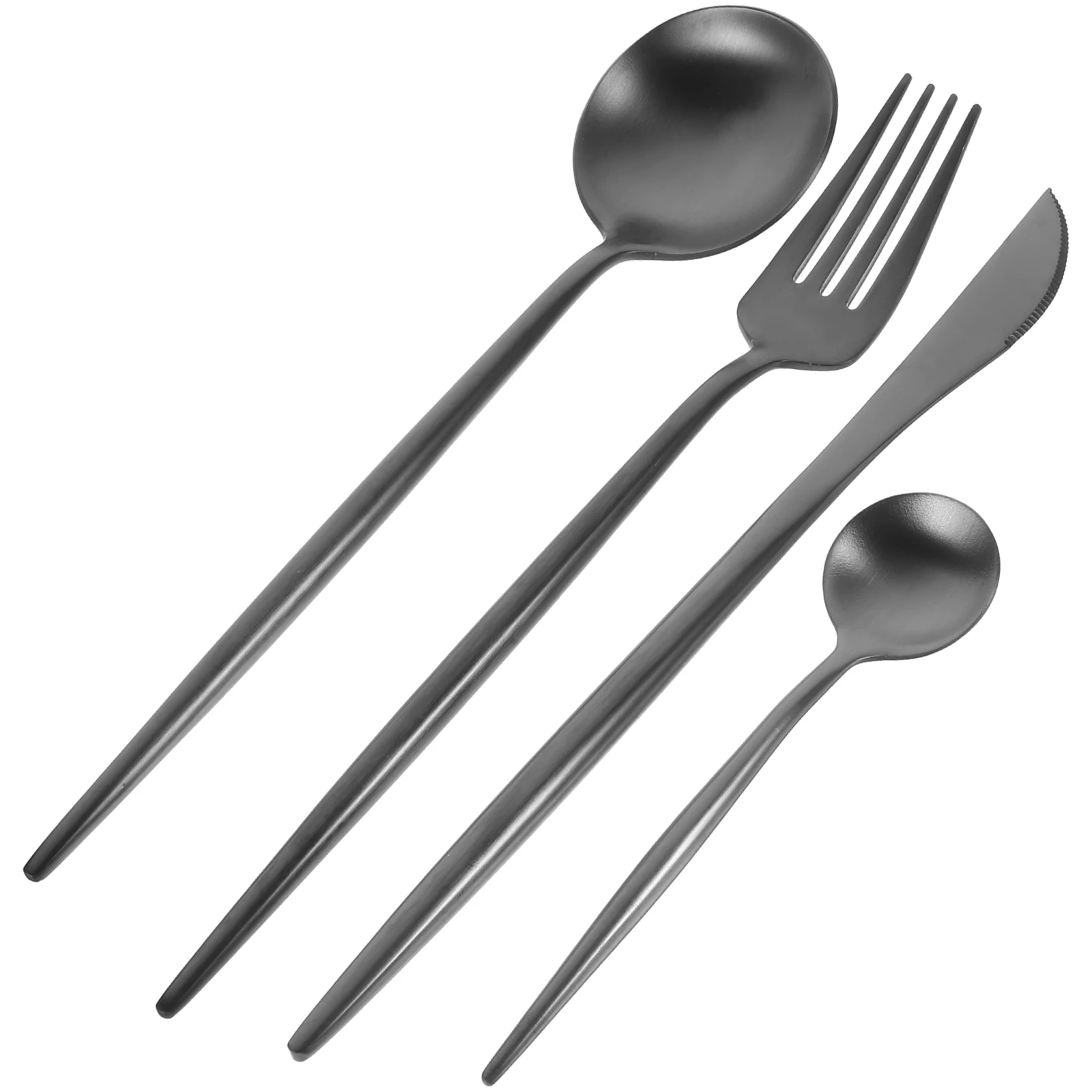 

Stainless Steel Cutlery Set Spoon Fork Knife Black Metal Kit for Parties Buffet Serving Reusable Portable Tableware Dining
