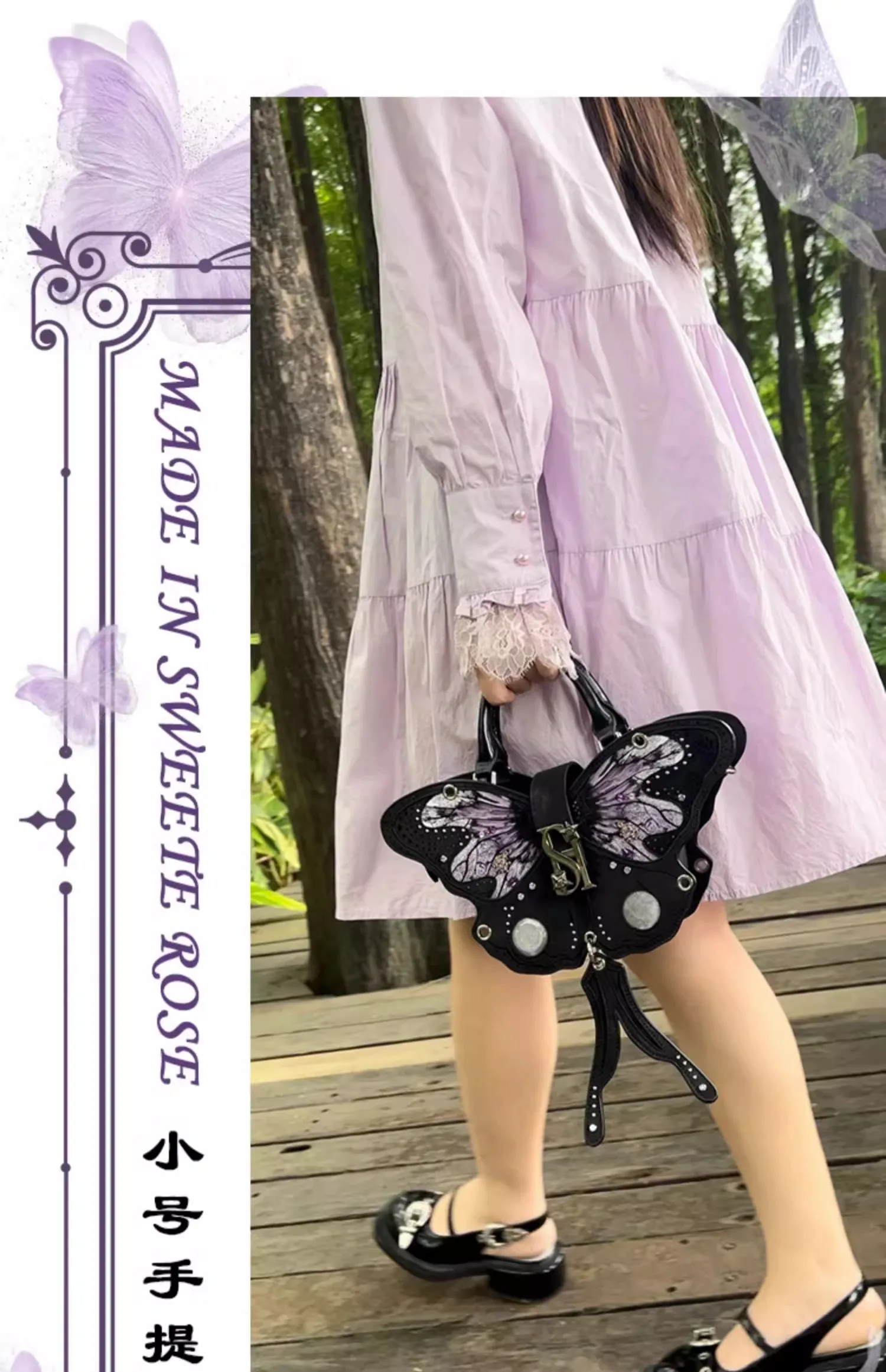 Tas Kupu-kupu Desain Asli Anthracene Tas Selempang Mewah Modis Hadiah Hari Valentine untuk Pacar