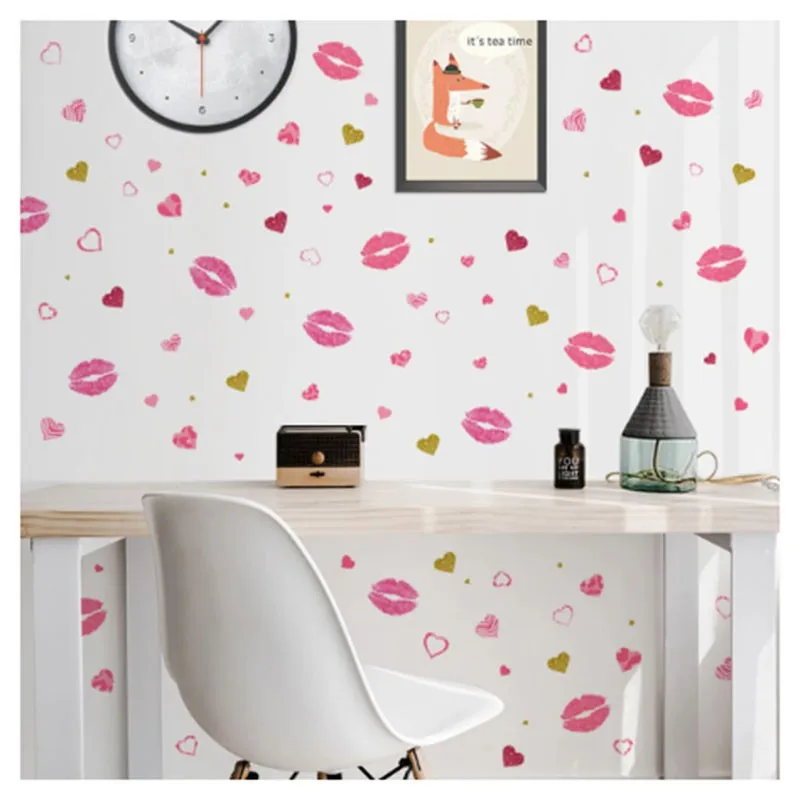 

2pcs Love Leopard Red Lip Wall Stickers Living Room Bedroom Study Dining Room Creative Decorative Mural Wall Stickers Ymf003