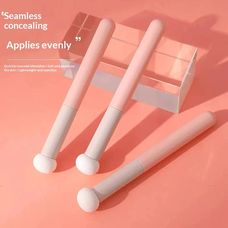 1/2PCS Mushroom Head Concealer Brush Soft Sponge Tip Makeup Brush for Under Eye Tear Trough Smile Lines Coverage for Beginners