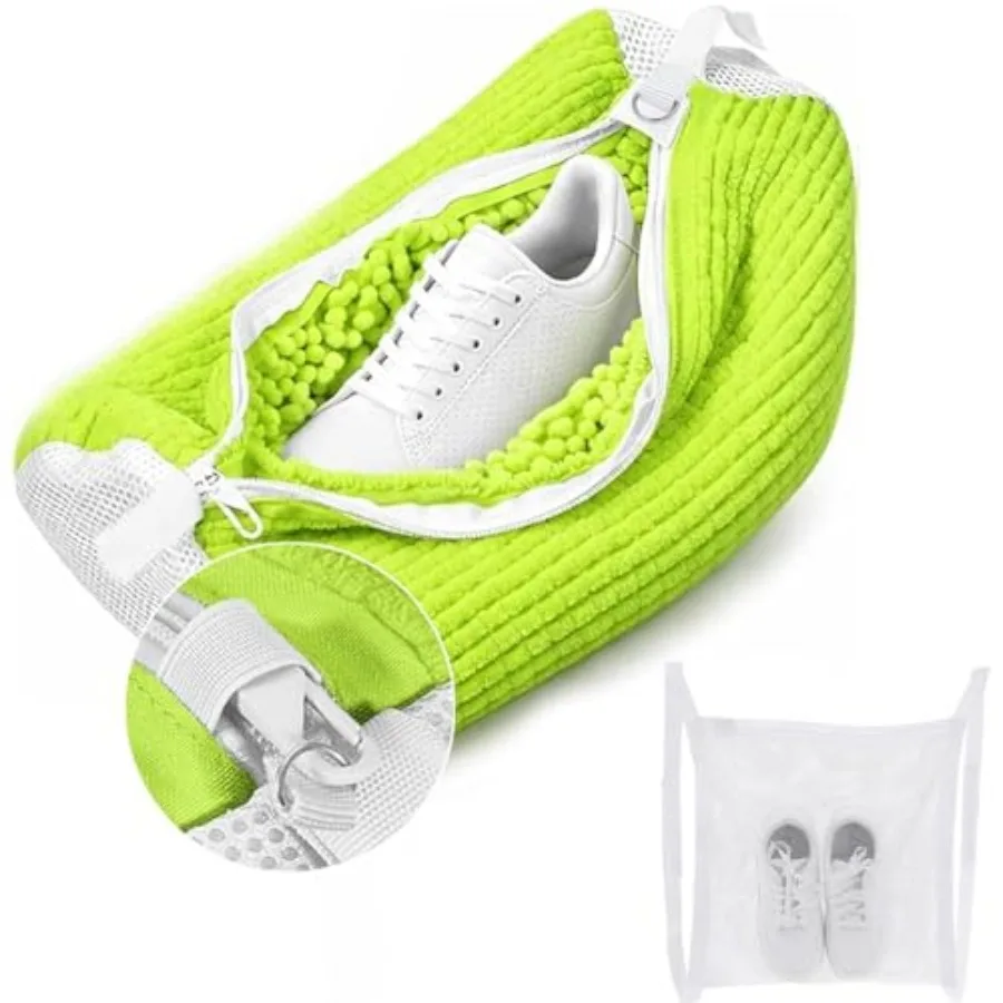 

Shoe Washing Machine Bag, Shoe Laundry Bag for Washer and Dryer, Include Dry Net Bag, Reusable and Durable Zipper with Hook Des