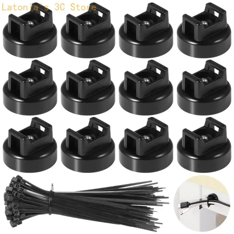 Magnetische Basis-Kabelbinderhalterungen, Kabelhalter-Clip mit 22 mm Durchmesser und schwarzen Kabelbindern für stabiles – Detail 2