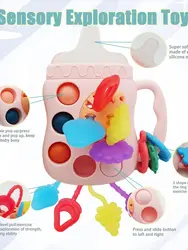 1 szt. Zabawka Montessori dla dziecka, słodkie gryzaki sensoryczne w kształcie butelki z grzechotkami dla małych dzieci prezenty urodzinowe dla dziewczynek (Co.