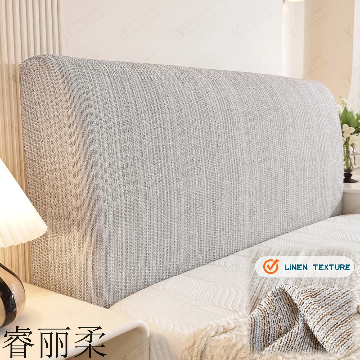 غطاء اللوح الأمامي للسرير مصنوع من الكتان، غطاء رأس ناعم شديد التحمل من الشنيل لغرفة النوم