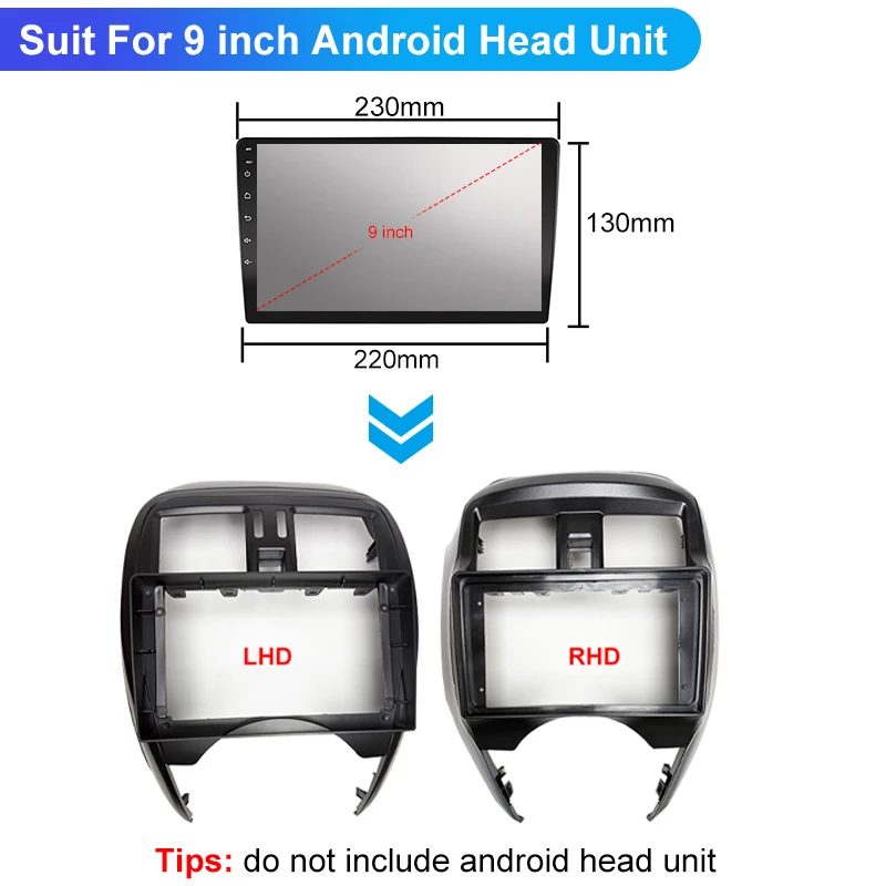 9 inch Android Car Radio Frame for Nissan Micra March Versa Note Livina Almera Latio Sunny Juke Versa 2014 -2018 2din Stereo GPS