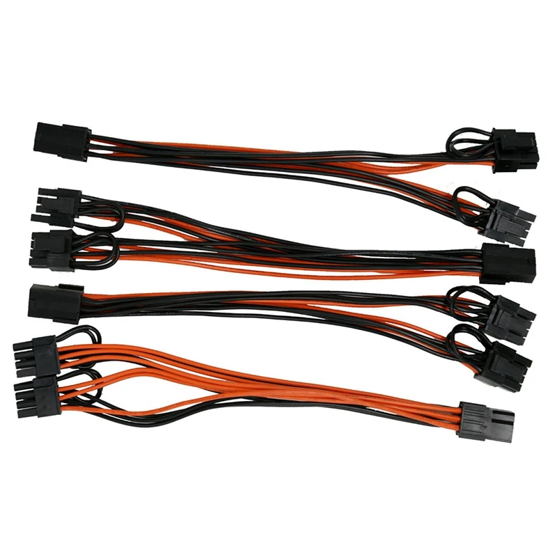 

NEW-4Pcs 18AWG PCI-E 6Pin To Dual 8Pin Y-Splitter Extension Cable PCIE 6 Pin To Dual 6+2 Pin Power Cable For GPU Mining,20Cm