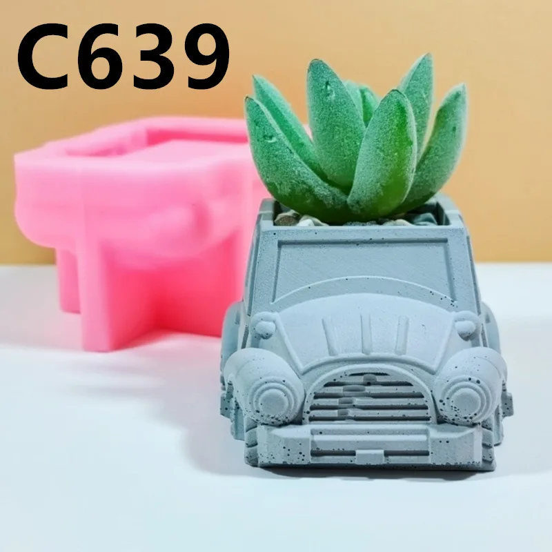 

4 Small Car Vase Silicone Mold Scented Stone Ornaments Homemade Ashtray Flower Pot Pen Holder Handicraft Gift Homemade