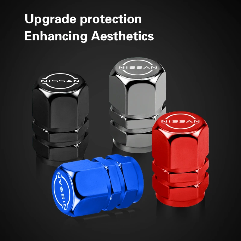 4 قطعة سيارة الإطارات صمام قبعات التصميم المعدني الإطارات الهواء ينبع غطاء لنيسان X-trail قاشقاي ملاحظة جوك سنترا باترول نافارا ميكرا