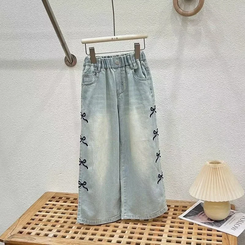 

Girls' Summer Clothing Set Fashionable 2026 New Style Children's Fashion Jeans+T-shirt 2-piece Set 110-160cm