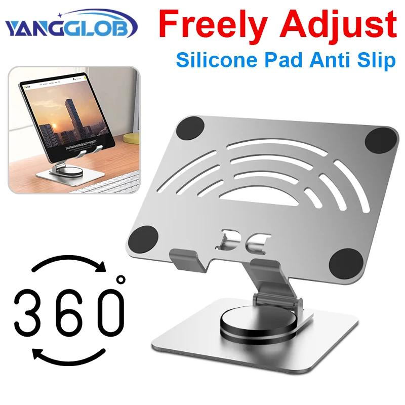 Tablet Holder For iPad Pro Stand 360° Rotation Portable Foldable Aluminum Desktop Bracket Support For Xiaomi Samsung Tab Laptop