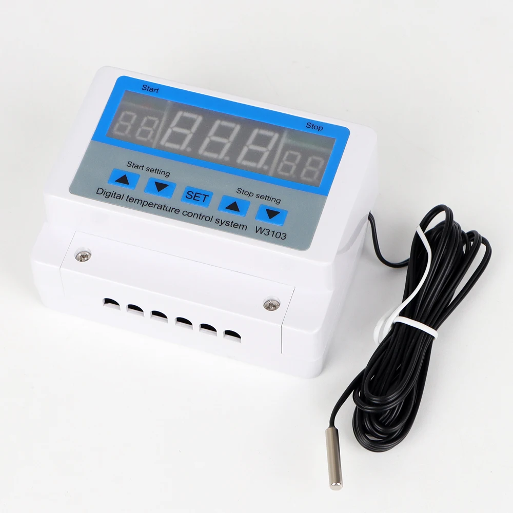 W3103 Digital Temperature Controller AC 110-220V High Power 30A Automatic Thermostat Heat/Cooling/Timing Adjustable Temperature