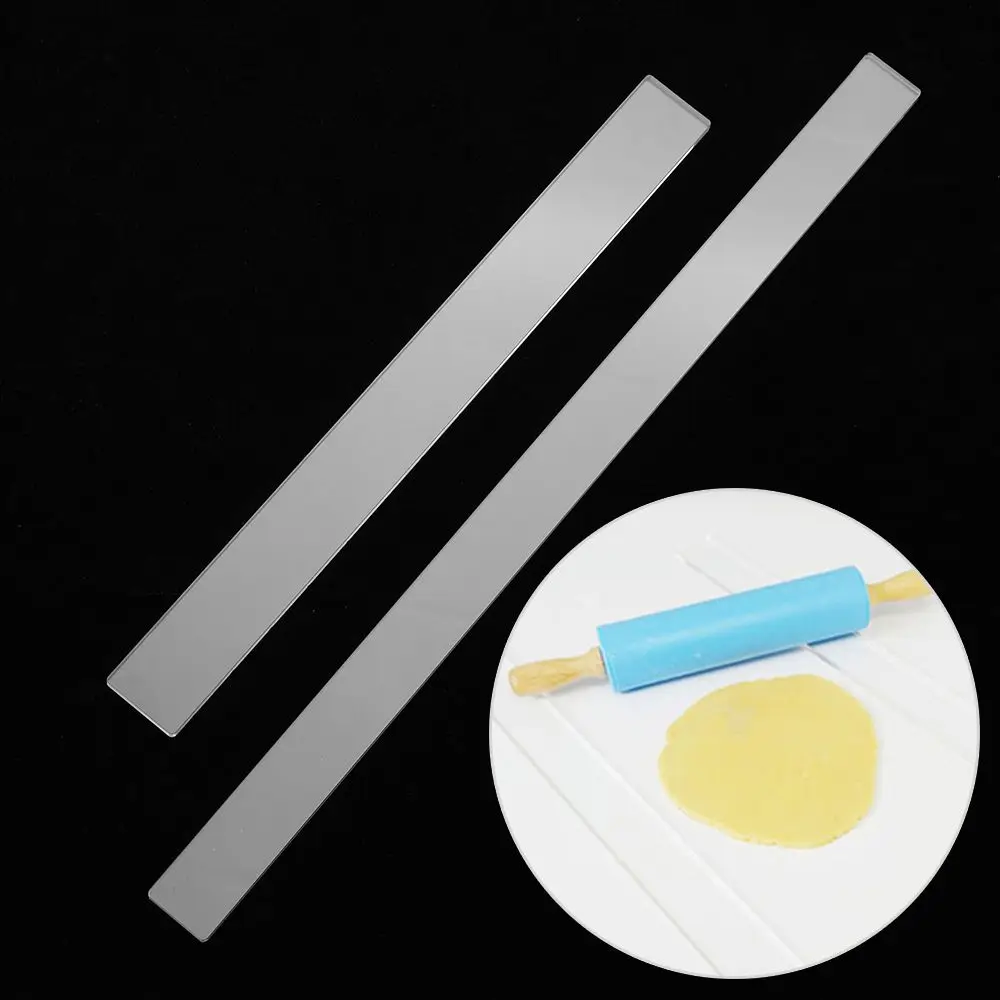 2Pcs Kitchen Fondant Icing Depth Guide Home Thickness Ruler Biscuit Smoother Cake Rolling Tools Acrylic Balance Ruler