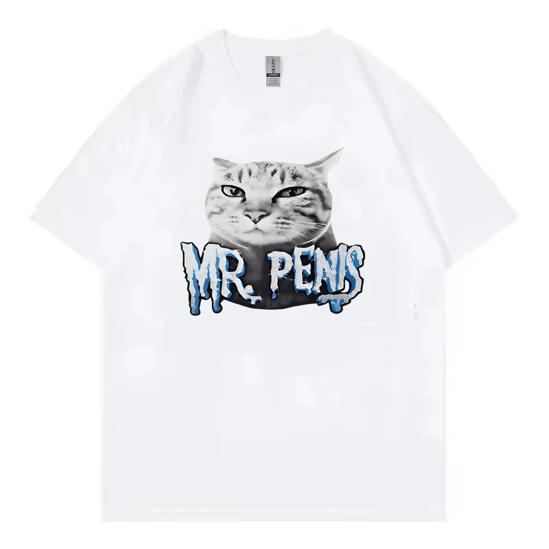 Mr Pen Is Cat Funny Emoji T-shirt for Women, Harajuku Style Summer Short-Sleeve Casual Hip Hop T-shirt Summer Streetwear Y2K Top