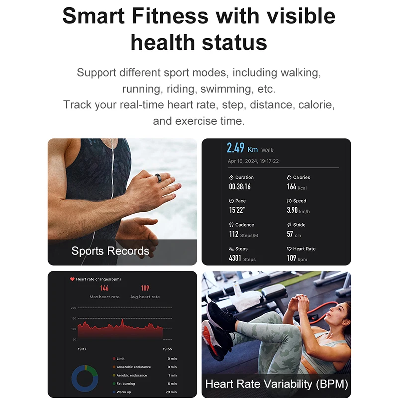 R09 Smart Ring Men Women with Gesture Swipe Tiktok Video 5ATM Waterproof Heart Rate Skin Temperature Health Monitor Smartring - Image 6