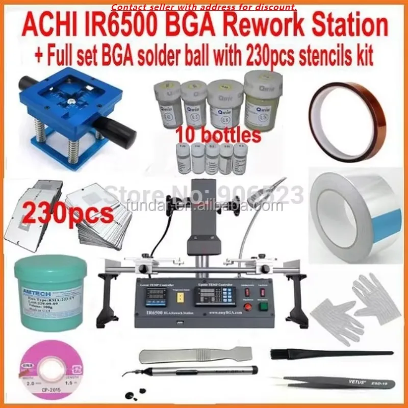 

ACHI IR6500 Bga Rework Station Motherboard Repair Machine + 10pcs Bga Solder Ball + 230pcs 90mm Bga Stencils +19 Gifts