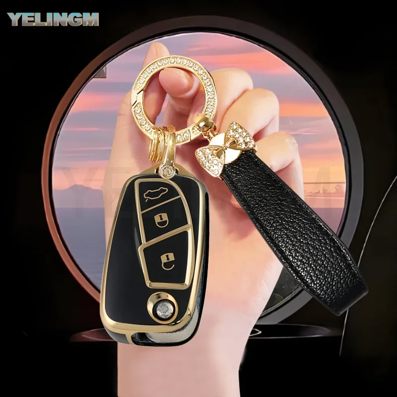 3 Button New Tpu Key Ring Case Cover Shell for Fiat Ducato Bravo 500 Doblo Grande Minibus Peugeot Boxer Citroen Relay Holder