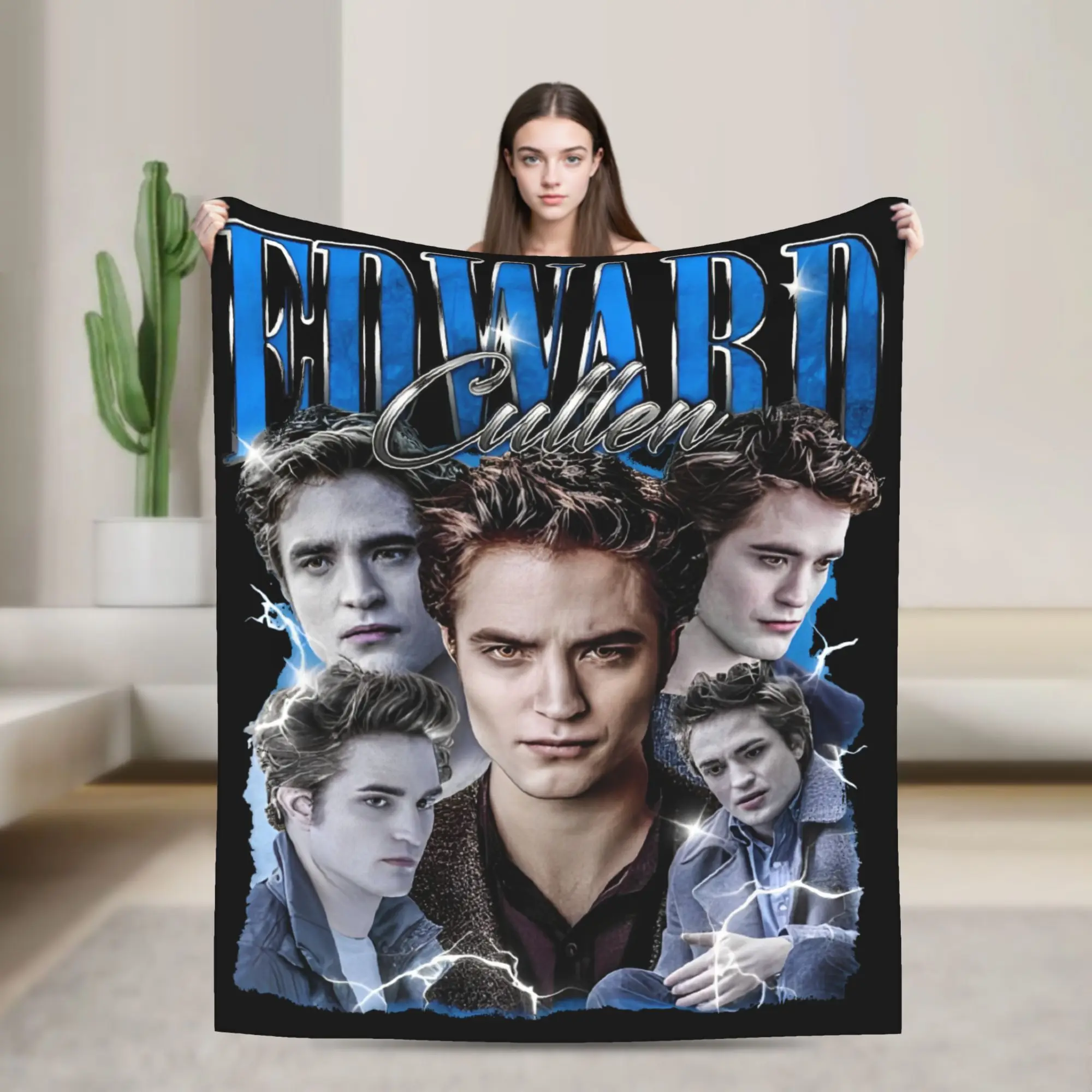 Edward Cullen Bootleg Vintage Twilight  Blanket Fleece Winter   Multifunction Super Warm Throw Blanket for Bedding Car Rug Piece