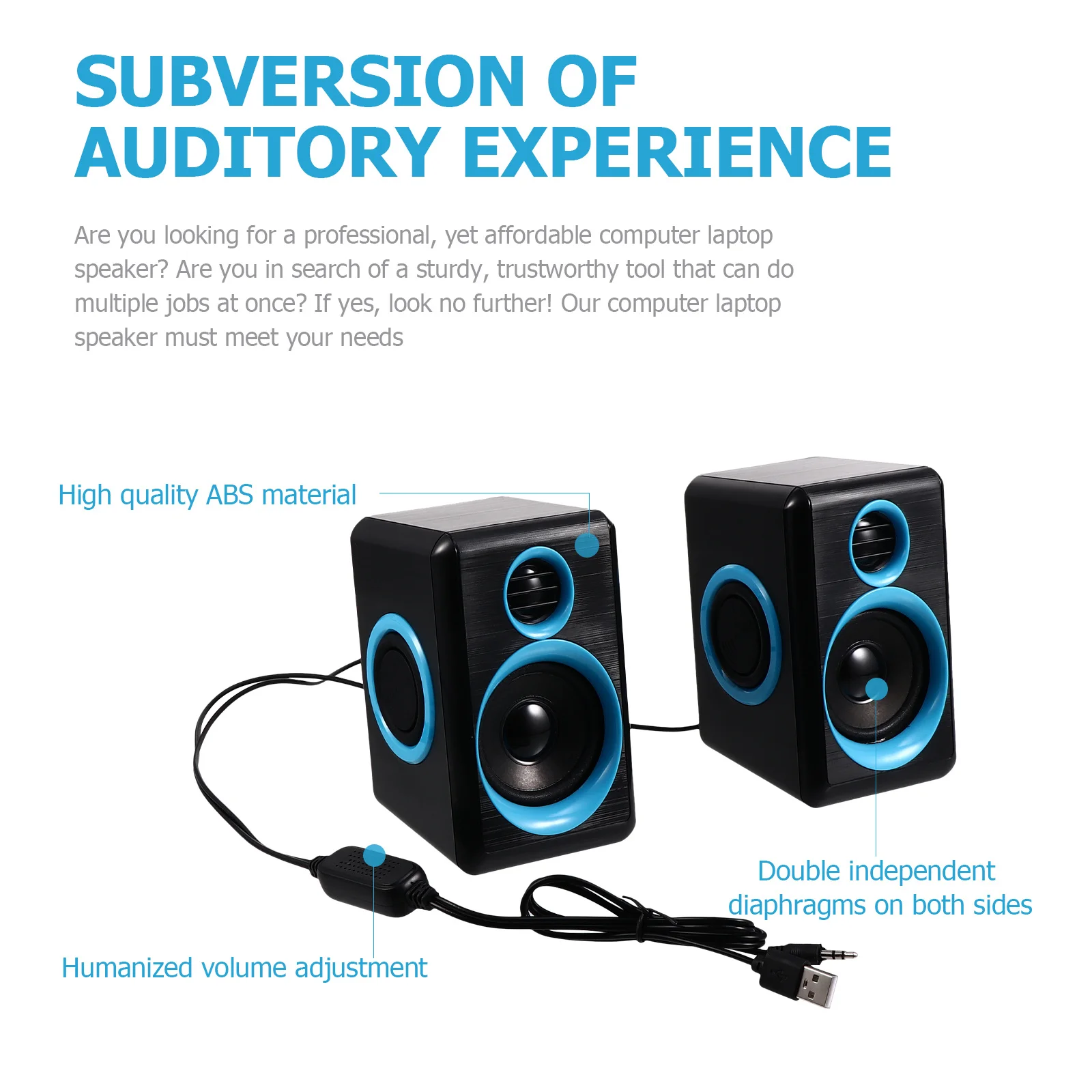 

2pcs Mini Speaker Desktop Laptop Computer Sound Box For Home Music Playback Clear Audio Anti-Interference Loudspeaker