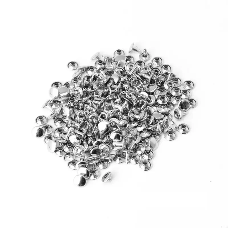 U4LA 100x Double Rivet Logam Lokor Perbaikan Kerajinan Studs Punk Decor