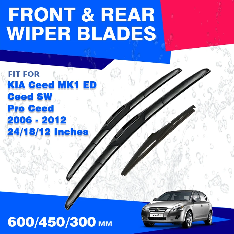 For KIA Ceed MK1 SW ED Pro 2006 - 2012 Car Front Rear Windshield Wiper Blades Windscreen Window Brushes Accessories 2008 2011