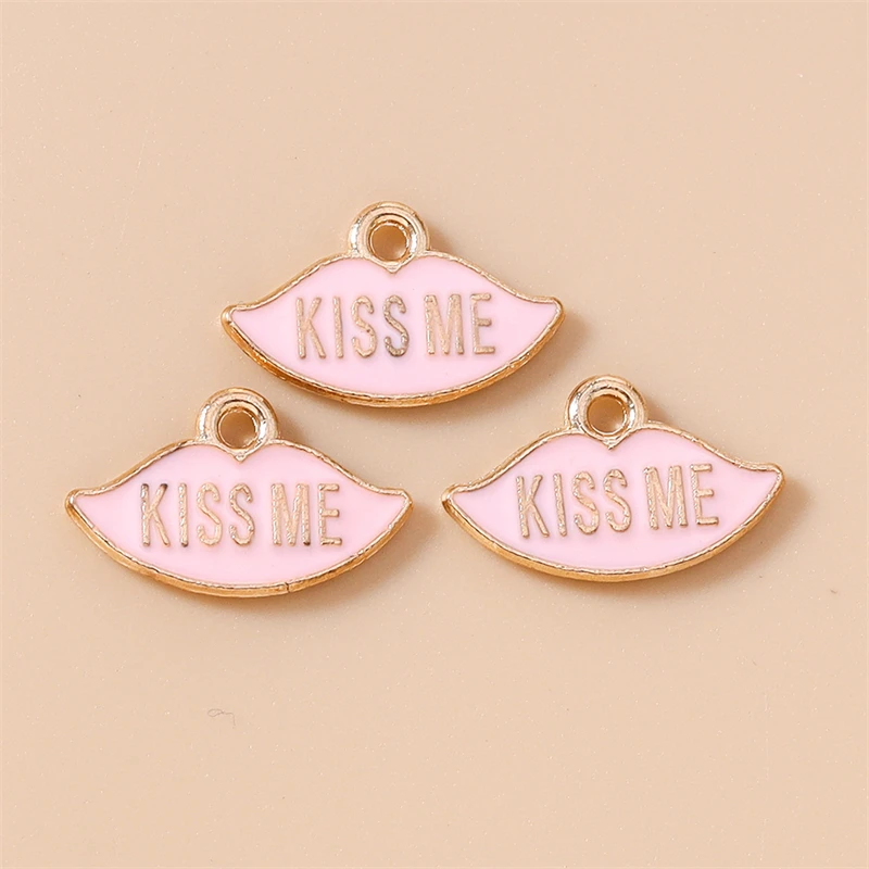 20 Stück 17x10mm Niedliche Emaille-Charms mit Roten Lippen für Schmuckherstellung, Ohrhänger, Halsketten, Armbänder, DIY-Bastelzubehör – Detail 7
