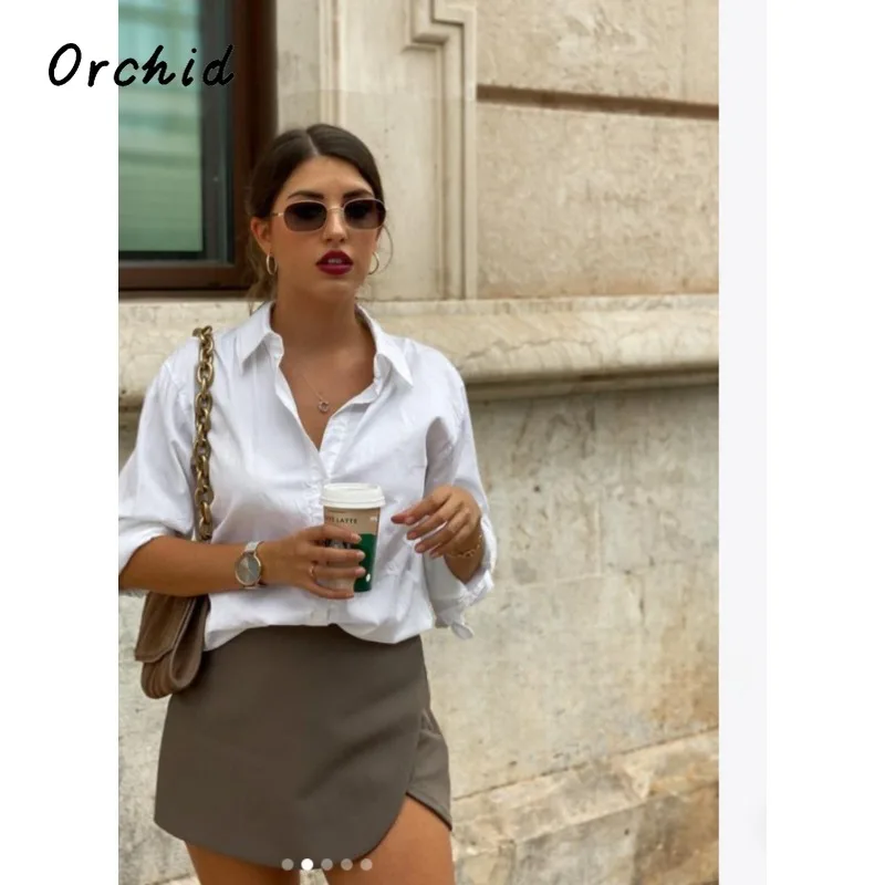 Women's Skort High Waist Brown Skirt Pants Stylish Summer Pink Black Mini Skirt Shorts Asymmetric Casual Off White Short