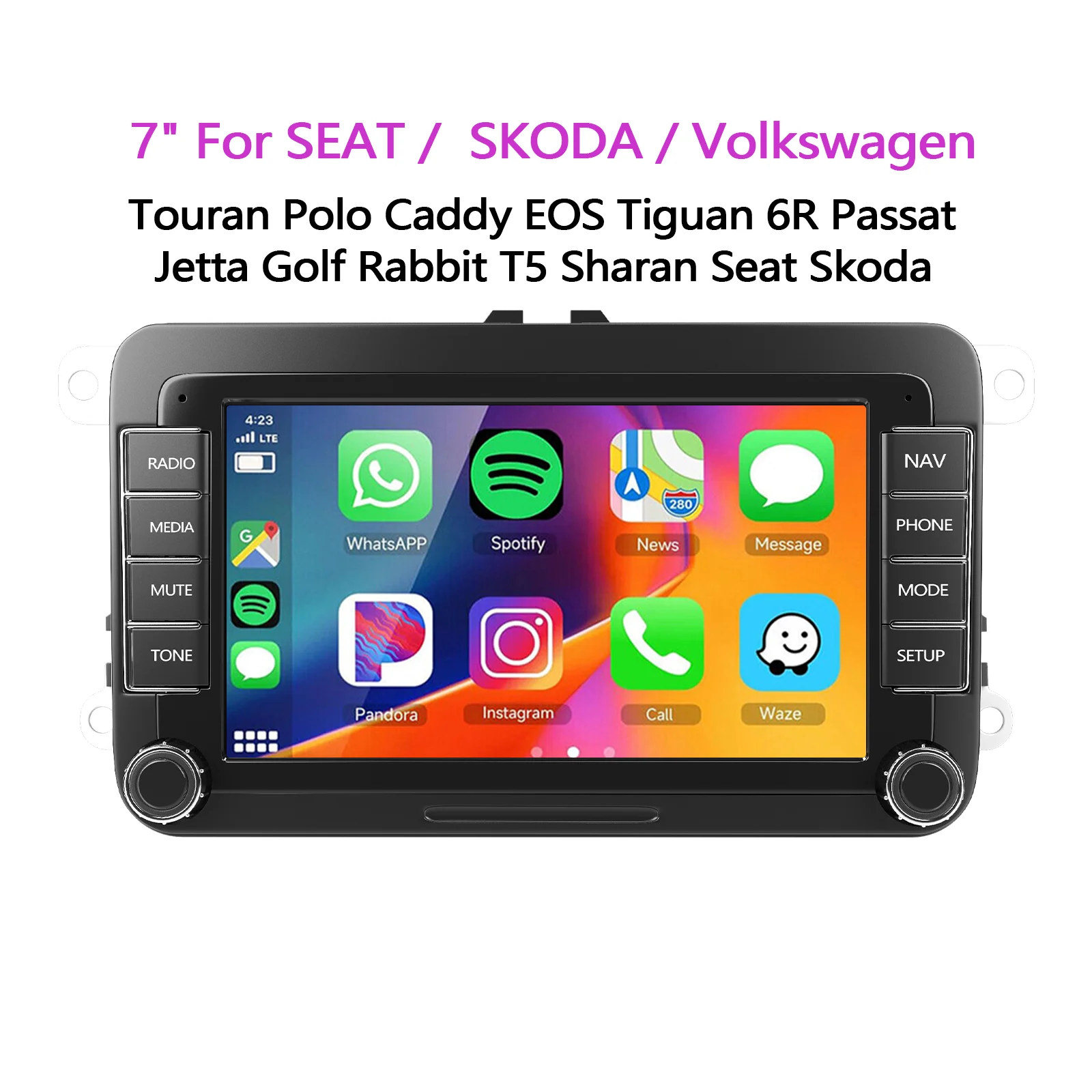 ESSGOO 7" Android15 2+64G/ 4+64G Für Seat/Skoda/VW Golf 5 6 Passat Polo Touran Tiguan Rabbit Sharan Caddy EOS T5 Autoradio mit Wireless Carplay Android Auto GPS NAVI RDS FM WIFI Bluetooth AI