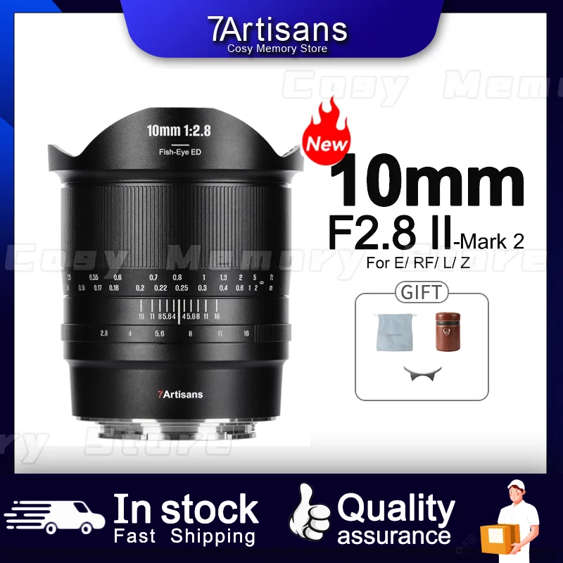 7artisans 10mm F2.8 II Full Frame Fisheye Manual focus prime Lens for Sony E A7S A7R Nikon Z Z7II Leica TL Sigma FP Canon EOS R3