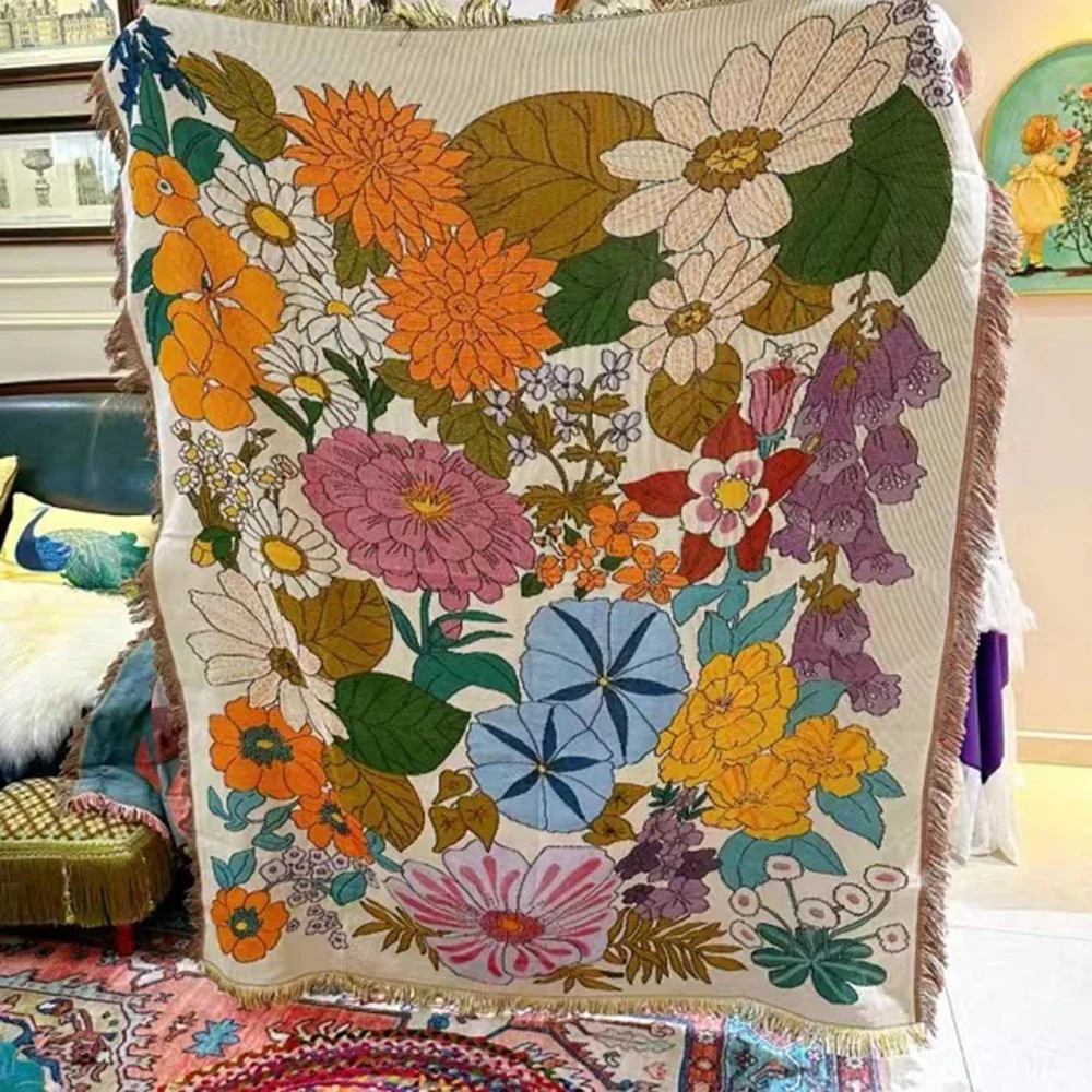 Bohemian Throw Blankets for Decorative Sofa Bed Home Aesthetics Sofa Towel Vintage Picnic Blanket Tablecloth Tapestry Room Rug