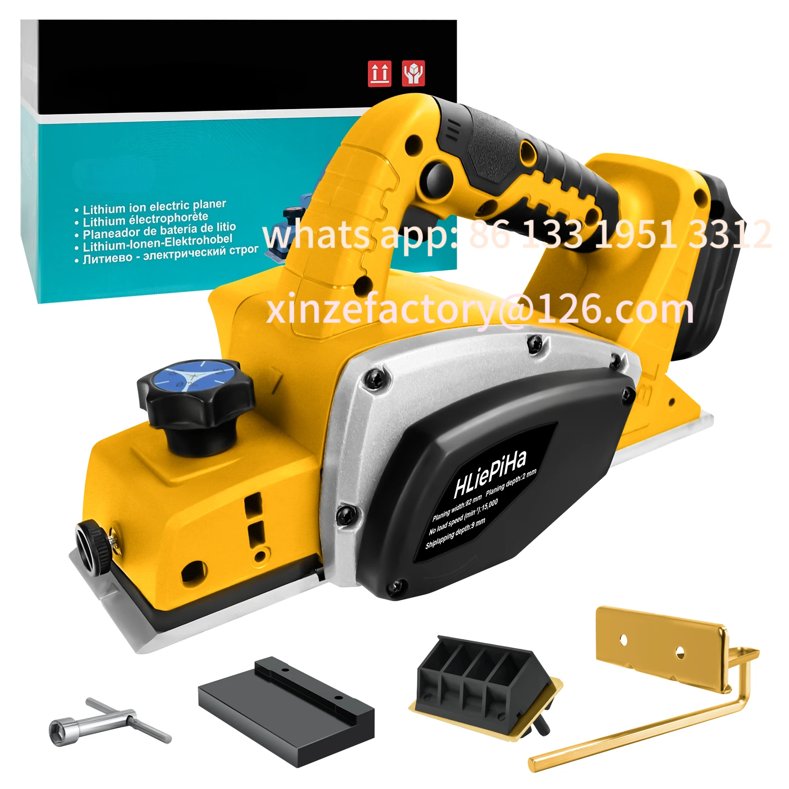 

Customizable Brushless Electric Planer 15000RPM Cordless Handheld Power Planer Carpenter Home DIY for Dewalt 20V Battery (No Bat