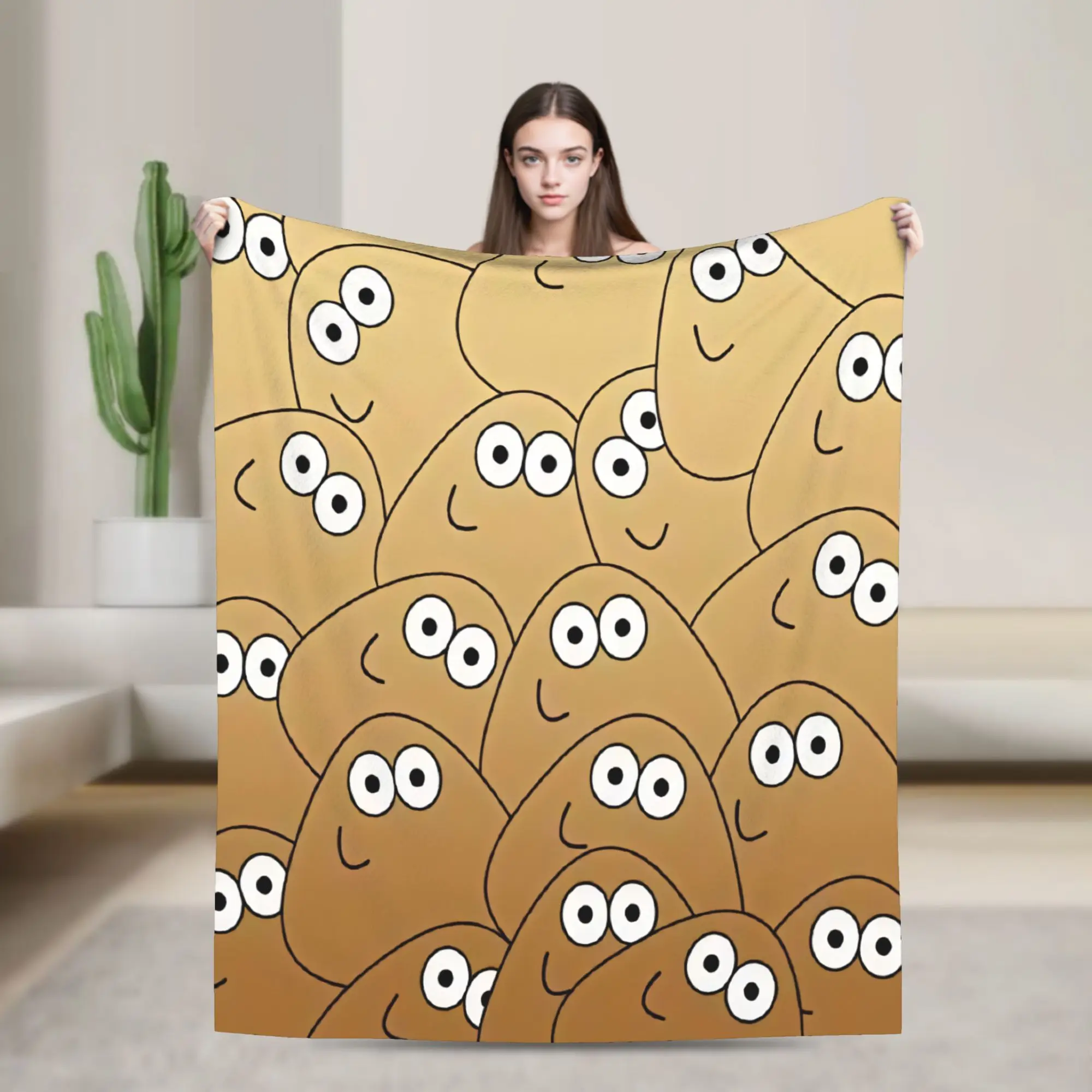 Pet Alien Pou Animated Television Blanket  Warm Novelty Plush Bedding Throws For Couch Bed Picnic Flannel Bedspread Bed Cover